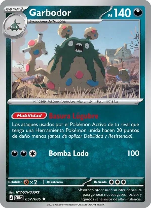 Garbodor — Caos Creciente 57 Spanish Pokémon card