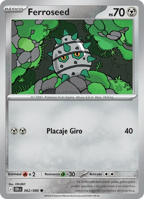 Ferroseed — Caos Creciente 62 Spanish Pokémon card