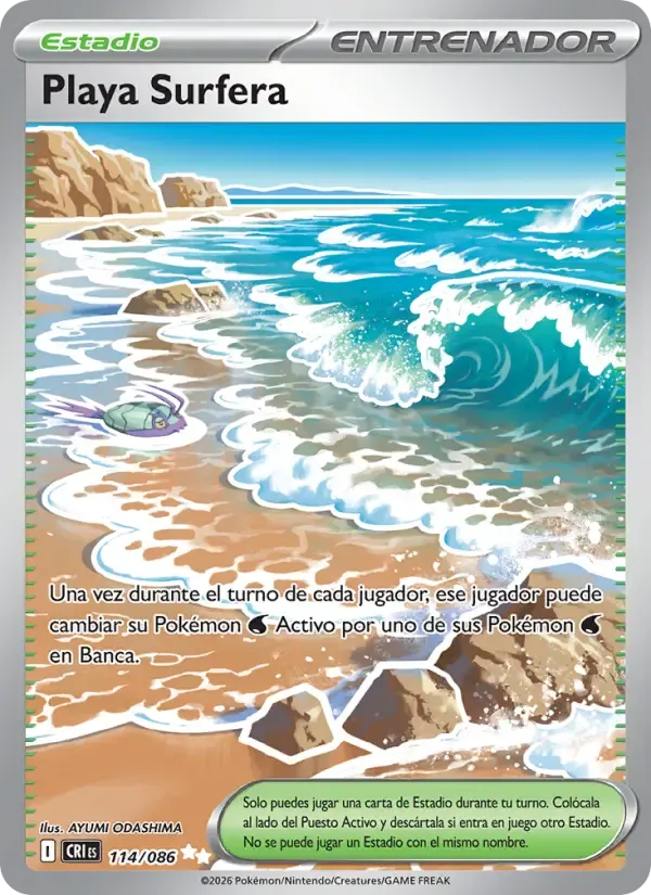 Playa Surfera — Caos Creciente 114 Spanish Pokémon card
