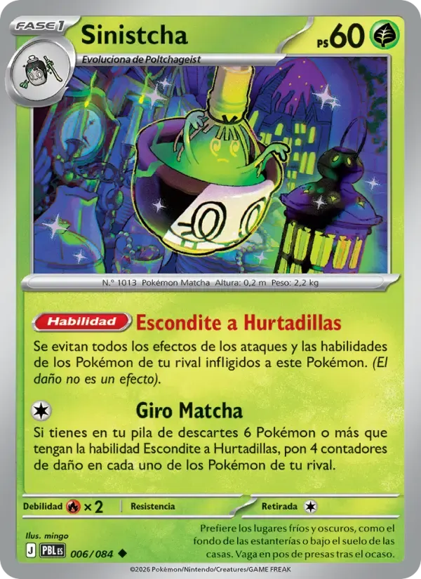 Sinistcha — Oscuridad Absoluta 6 Spanish Pokémon card
