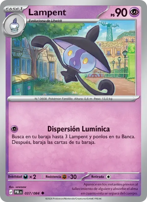 Lampent — Oscuridad Absoluta 37 Spanish Pokémon card