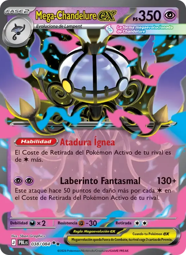 Mega-Chandelure ex — Oscuridad Absoluta 38 Spanish Pokémon card