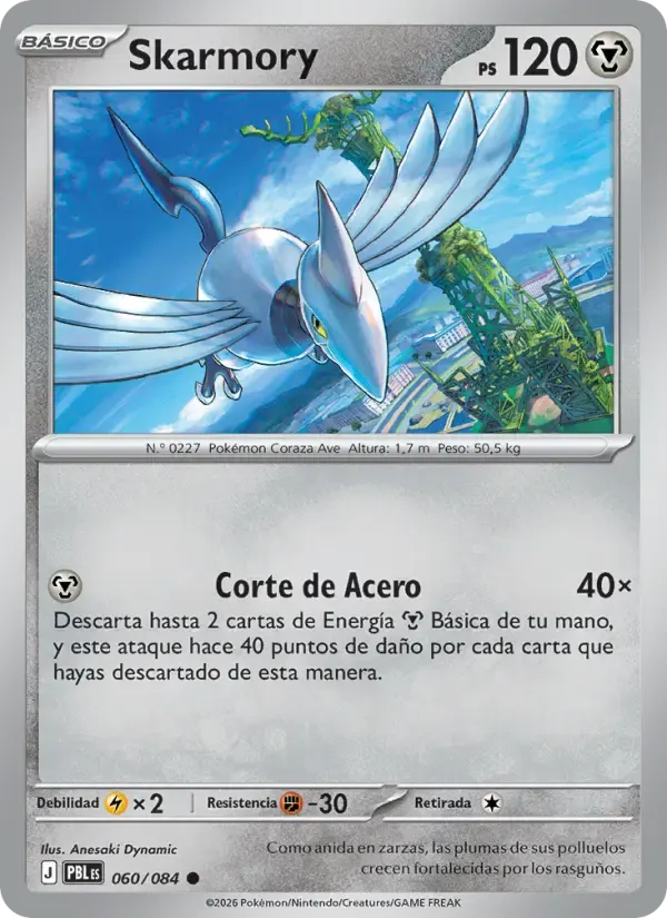 Skarmory — Oscuridad Absoluta 60 Spanish Pokémon card