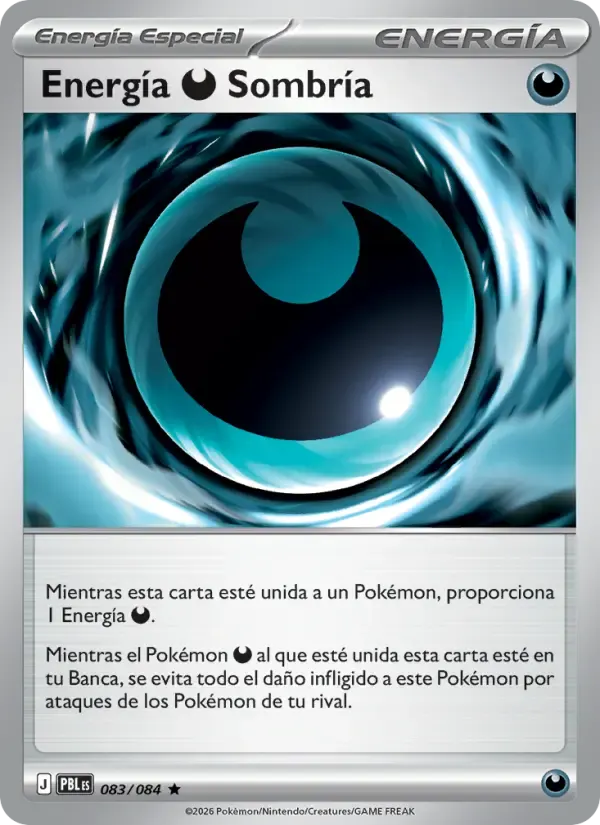 Energía Darkness Sombría — Oscuridad Absoluta 83 Spanish Pokémon card