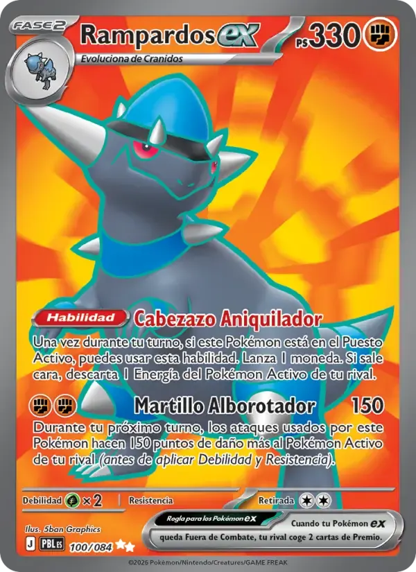 Rampardos ex — Oscuridad Absoluta 100 Spanish Pokémon card