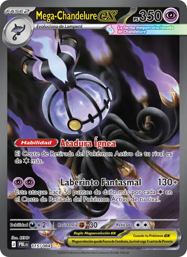 Mega-Chandelure ex — Oscuridad Absoluta 115 Spanish Pokémon card