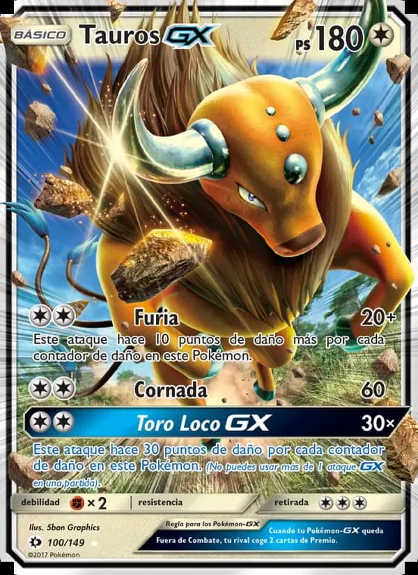 Tauros GX — Sol y Luna 100 Spanish Pokémon card