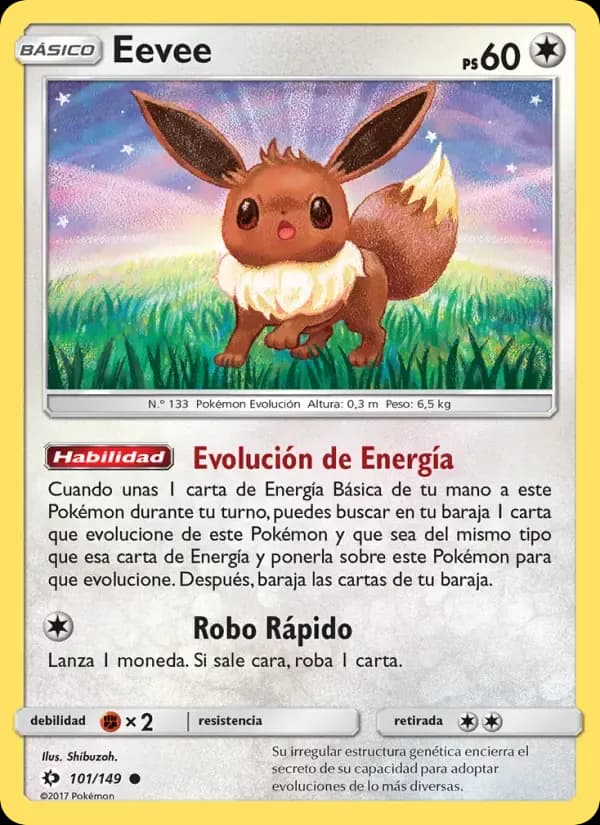 Eevee — Sol y Luna 101 Spanish Pokémon card