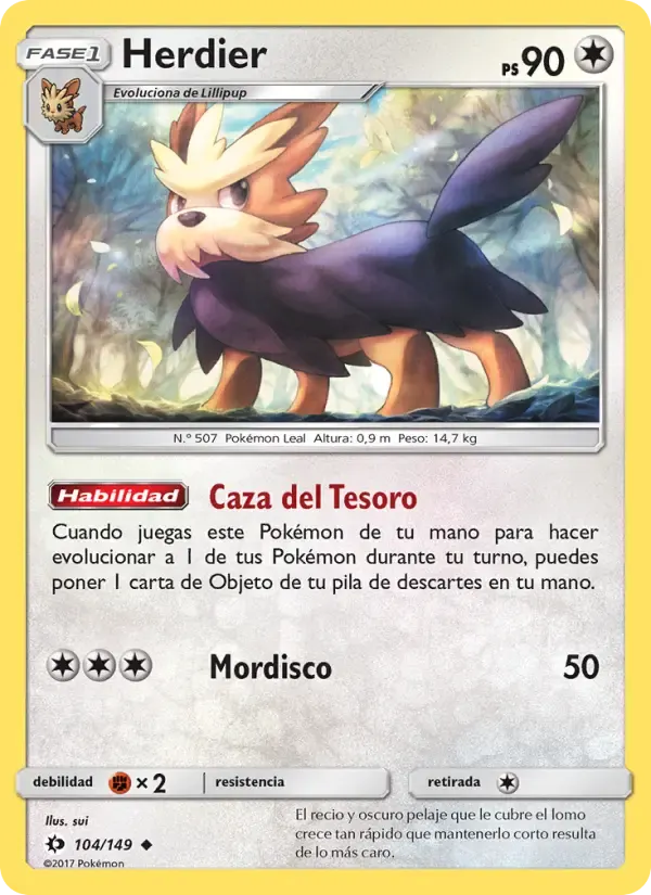 Herdier — Sol y Luna 104 Spanish Pokémon card
