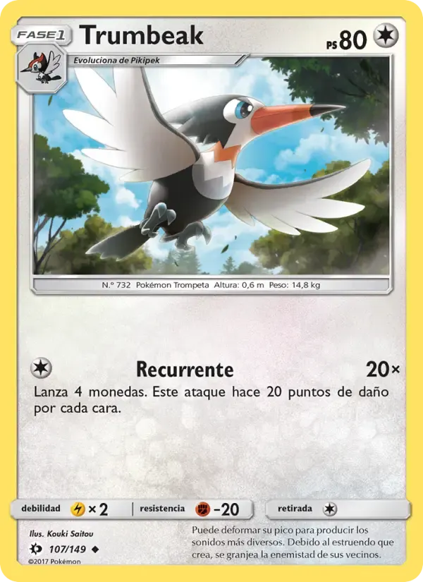 Trumbeak — Sol y Luna 107 Spanish Pokémon card