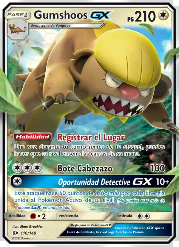 Gumshoos GX — Sol y Luna 110 Spanish Pokémon card