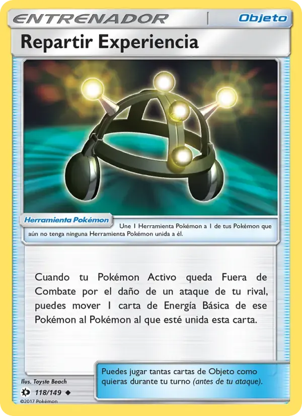 Repartir Experiencia — Sol y Luna 118 Spanish Pokémon card
