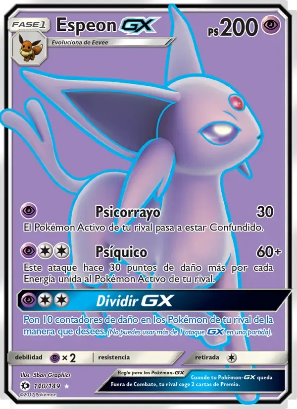 Espeon GX — Sol y Luna 140 Spanish Pokémon card