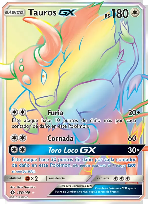 Tauros GX — Sol y Luna 156 Spanish Pokémon card
