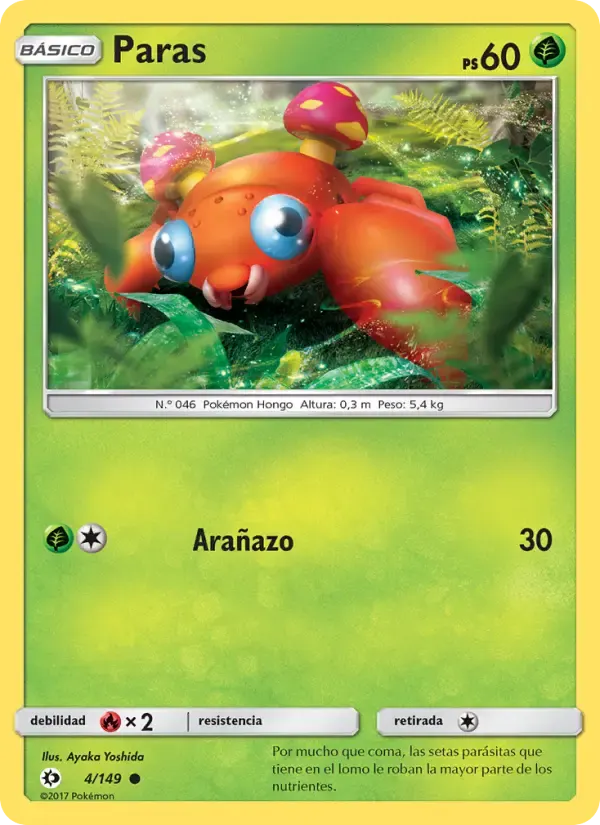 Paras — Sol y Luna 4 Spanish Pokémon card