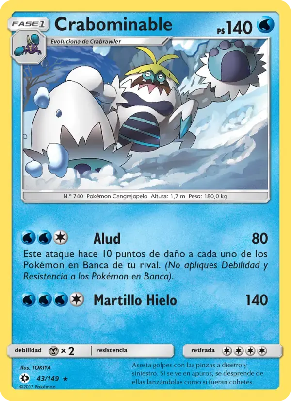 Crabominable — Sol y Luna 43 Spanish Pokémon card