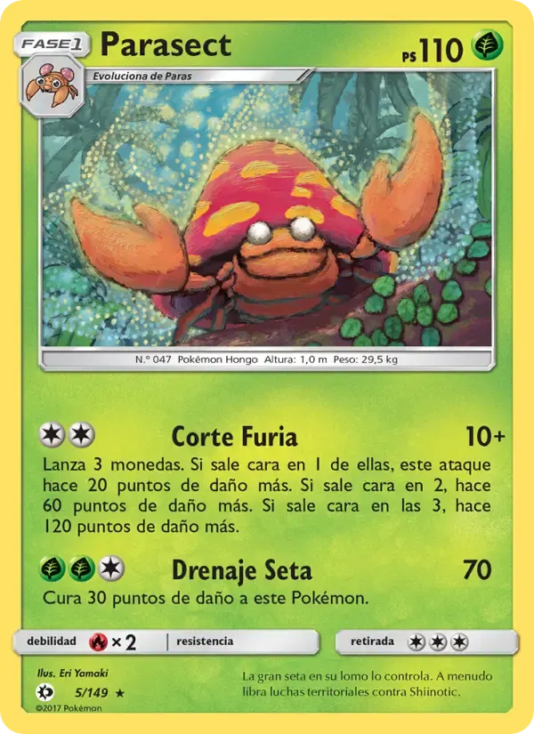 Parasect — Sol y Luna 5 Spanish Pokémon card