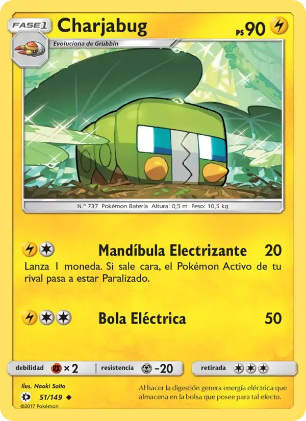 Charjabug — Sol y Luna 51 Spanish Pokémon card