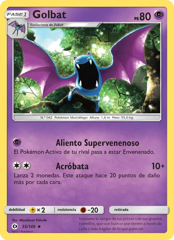 Golbat — Sol y Luna 55 Spanish Pokémon card