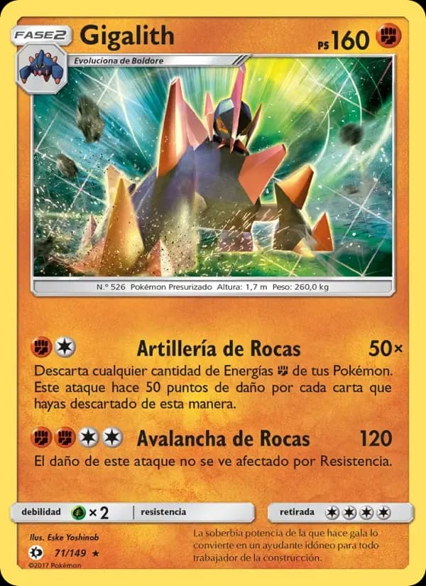 Gigalith — Sol y Luna 71 Spanish Pokémon card
