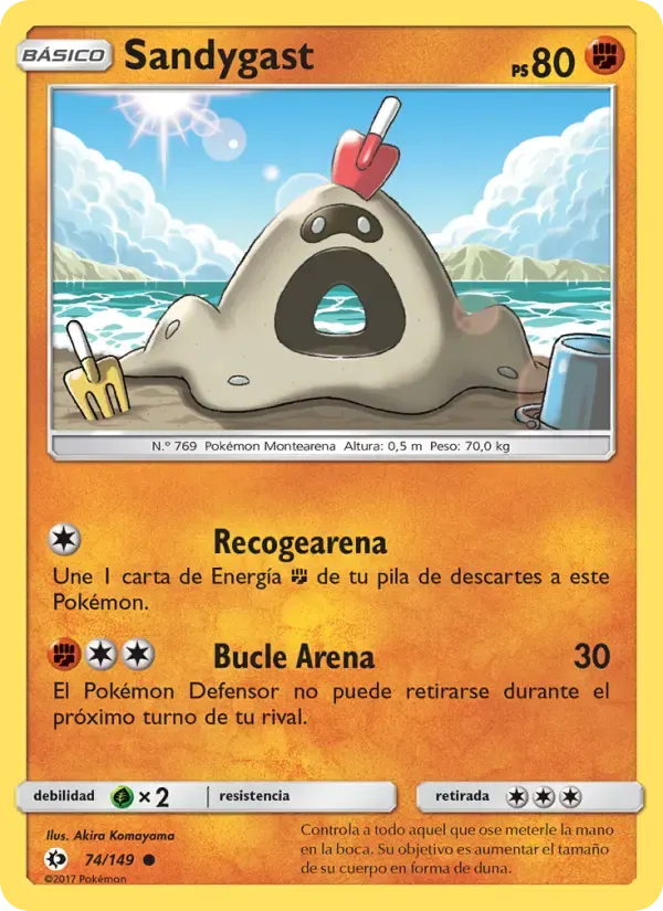 Sandygast — Sol y Luna 74 Spanish Pokémon card