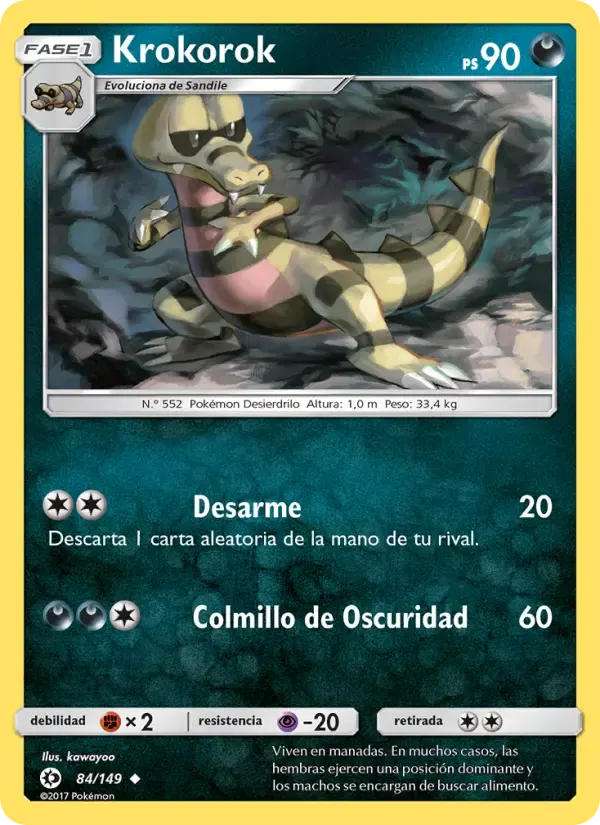 Krokorok — Sol y Luna 84 Spanish Pokémon card
