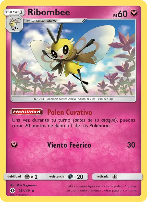 Ribombee — Sol y Luna 93 Spanish Pokémon card