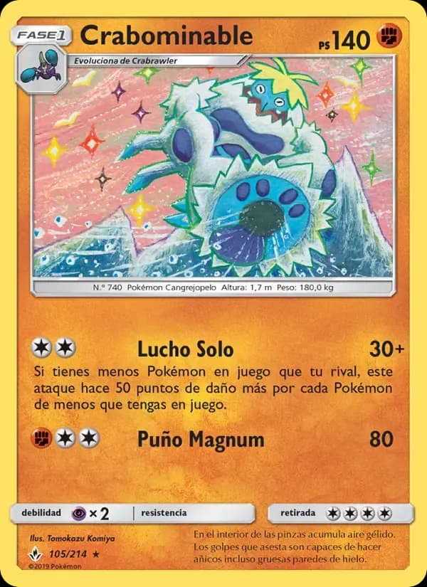 Crabominable — Vínculos Indestructibles 105 Spanish Pokémon card