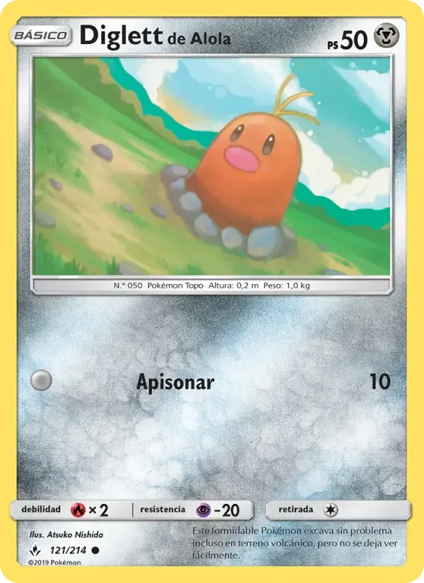 Diglett de Alola — Vínculos Indestructibles 121 Spanish Pokémon card