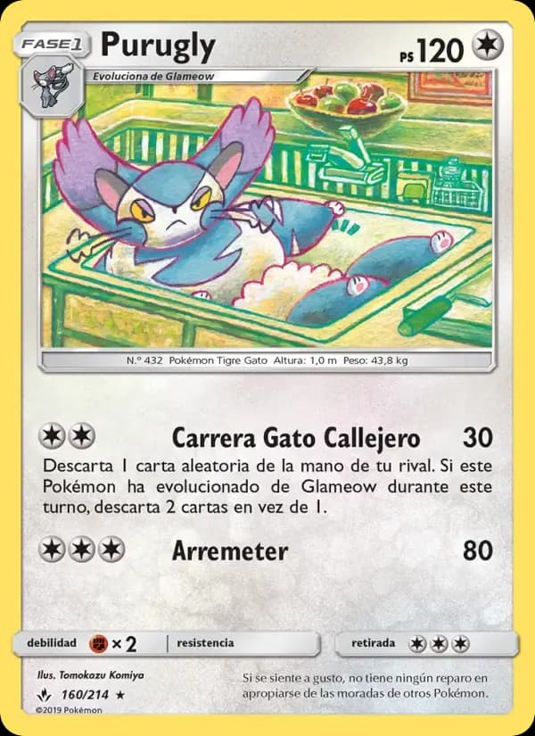 Purugly — Vínculos Indestructibles 160 Spanish Pokémon card