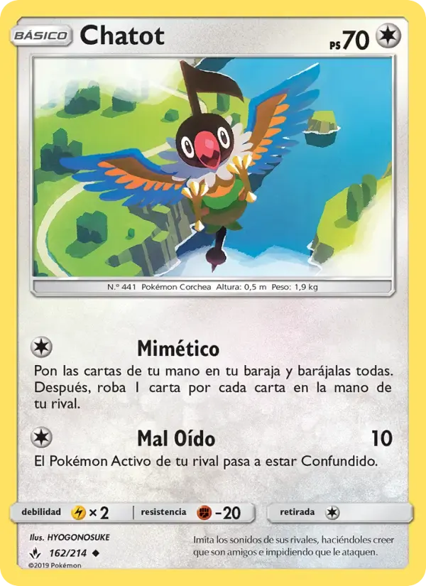 Chatot — Vínculos Indestructibles 162 Spanish Pokémon card