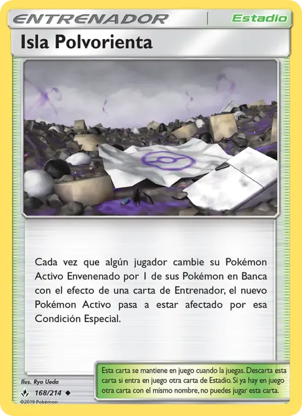 Isla Polvorienta — Vínculos Indestructibles 168 Spanish Pokémon card