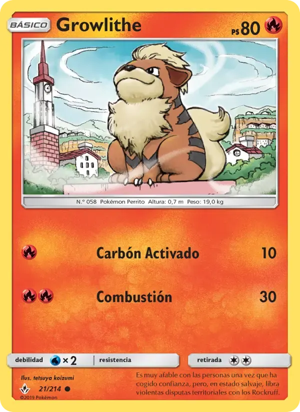 Growlithe — Vínculos Indestructibles 21 Spanish Pokémon card