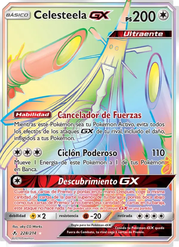 Celesteela GX — Vínculos Indestructibles 228 Spanish Pokémon card