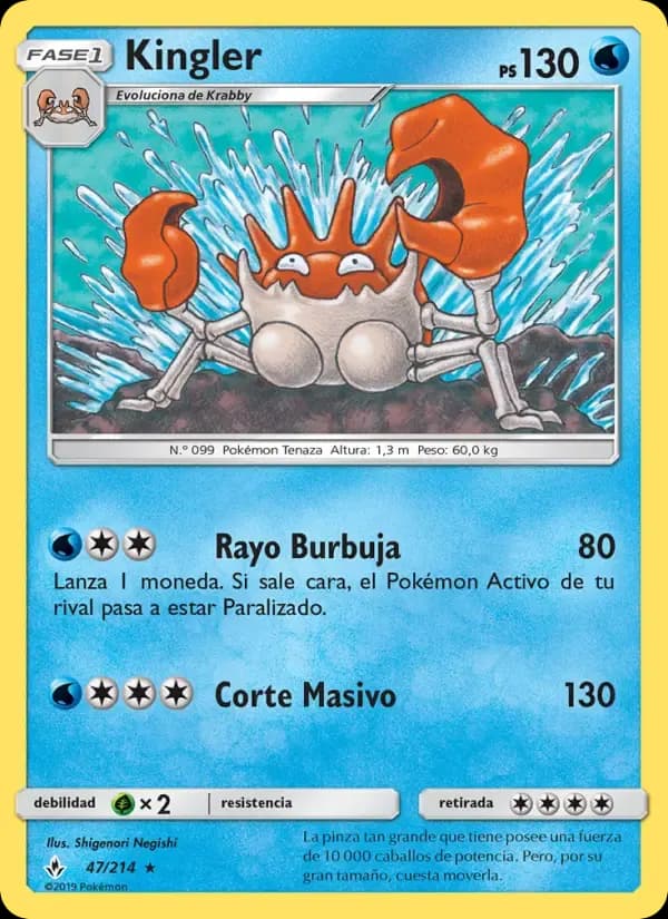 Kingler — Vínculos Indestructibles 47 Spanish Pokémon card