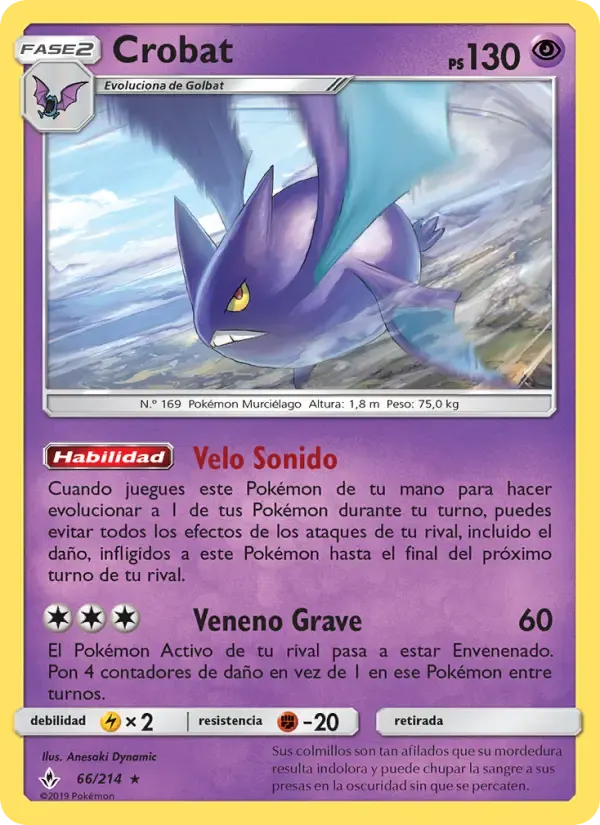 Crobat — Vínculos Indestructibles 66 Spanish Pokémon card