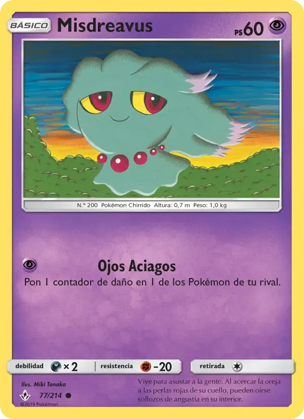 Misdreavus — Vínculos Indestructibles 77 Spanish Pokémon card