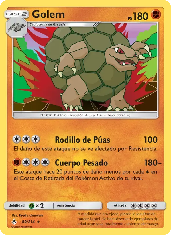 Golem — Vínculos Indestructibles 89 Spanish Pokémon card