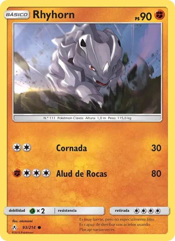 Rhyhorn — Vínculos Indestructibles 93 Spanish Pokémon card