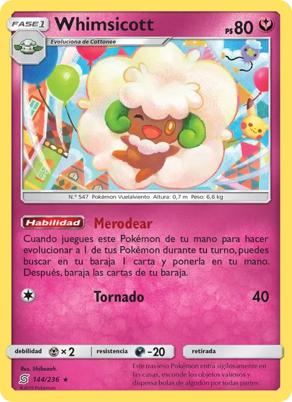 Whimsicott — Mentes Unidas 144 Spanish Pokémon card