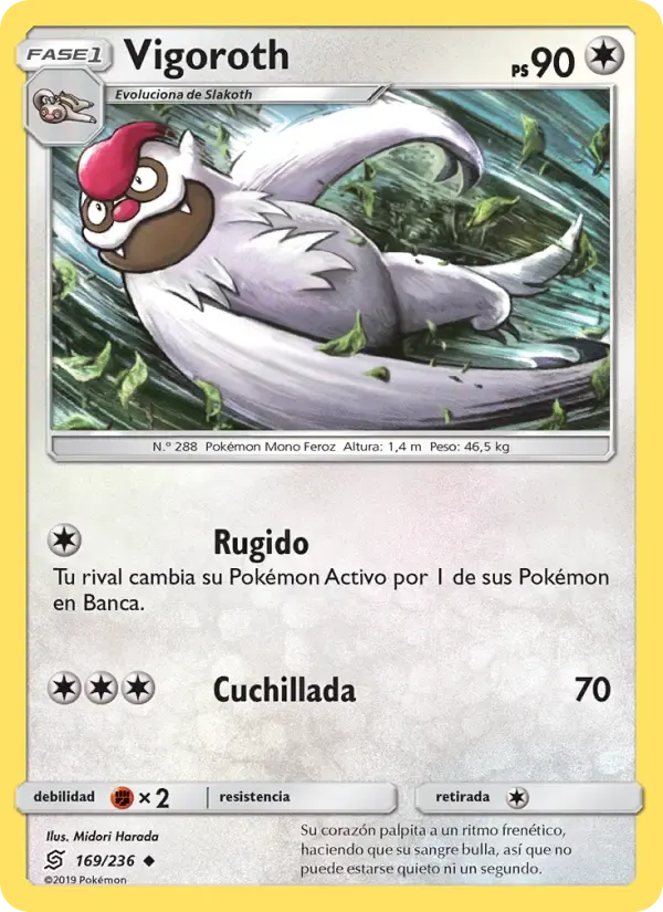Vigoroth — Mentes Unidas 169 Spanish Pokémon card