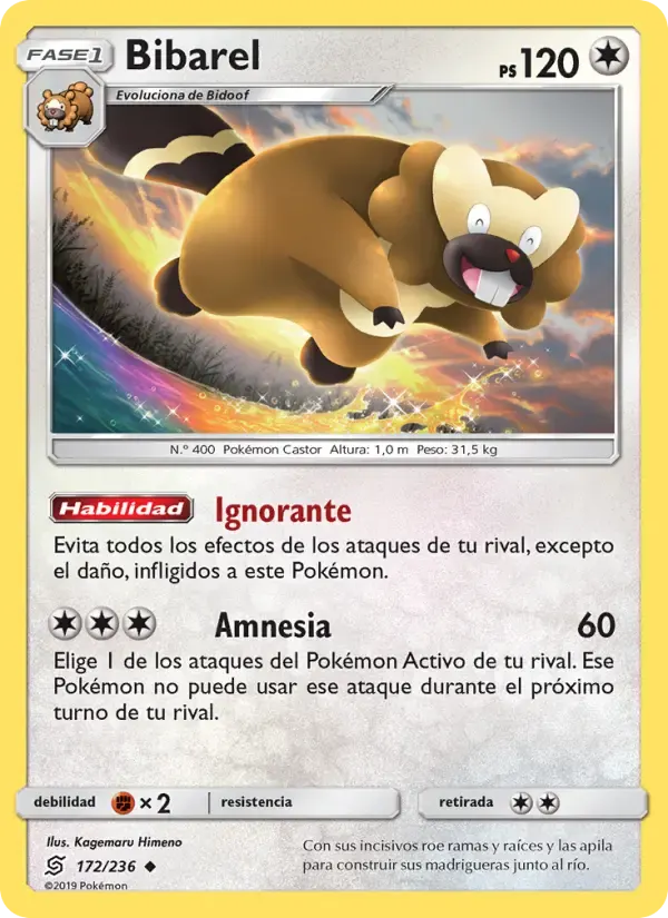 Bibarel — Mentes Unidas 172 Spanish Pokémon card
