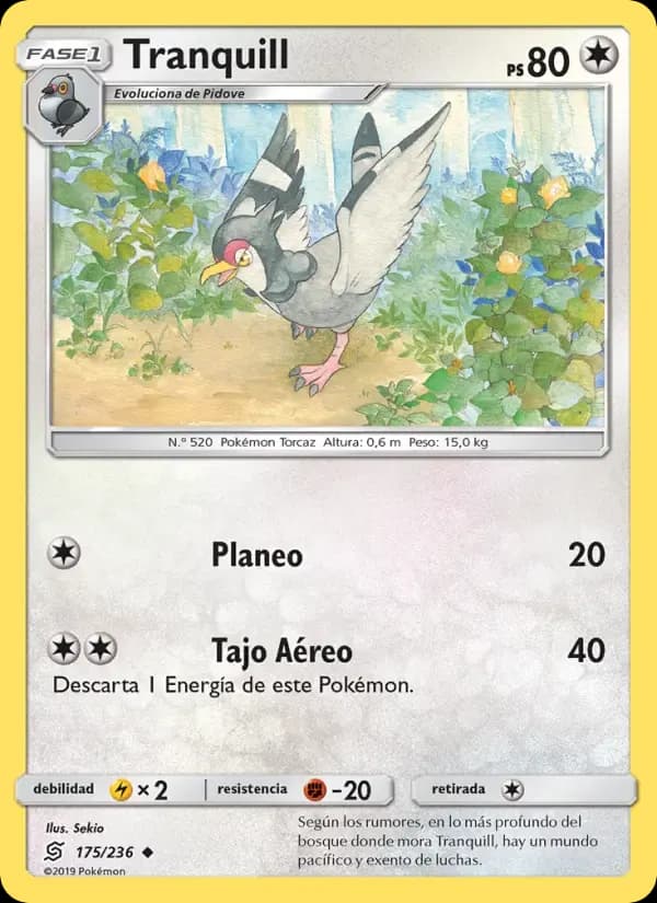 Tranquill — Mentes Unidas 175 Spanish Pokémon card