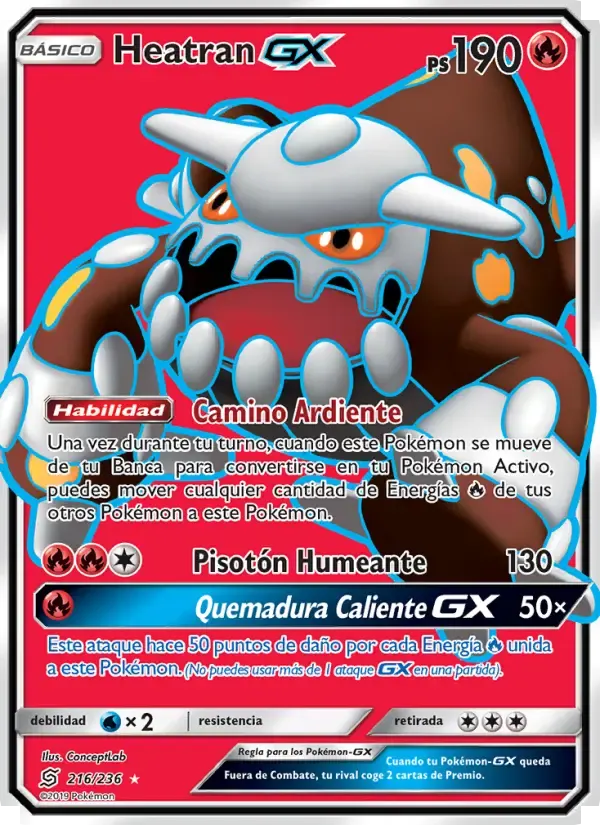 Heatran GX — Mentes Unidas 216 Spanish Pokémon card