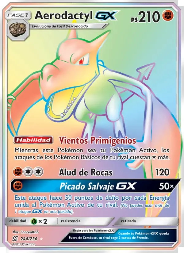 Aerodactyl GX — Mentes Unidas 244 Spanish Pokémon card