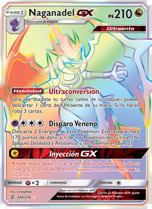 Naganadel GX — Mentes Unidas 249 Spanish Pokémon card