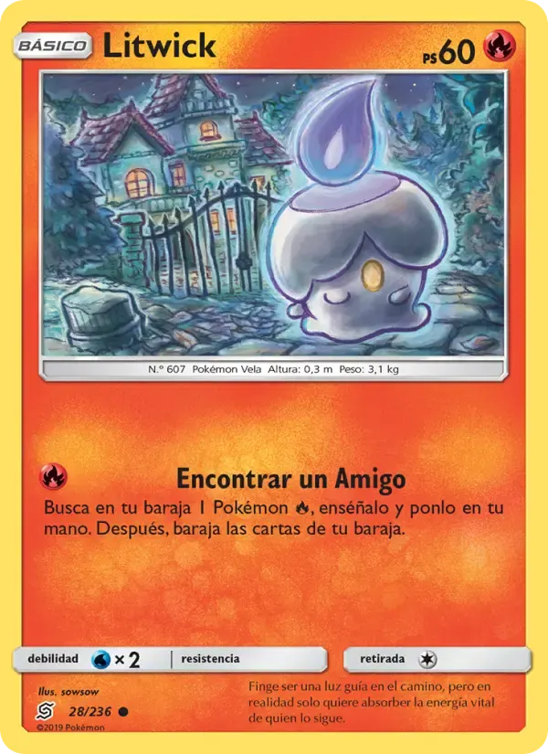 Litwick — Mentes Unidas 28 Spanish Pokémon card