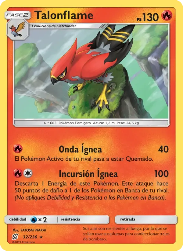 Talonflame — Mentes Unidas 32 Spanish Pokémon card