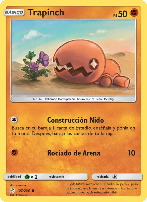 Trapinch — Eclipse Cósmico 107 Spanish Pokémon card