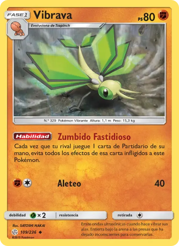Vibrava — Eclipse Cósmico 109 Spanish Pokémon card